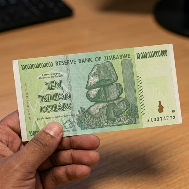 10 Trillion note displayed with its Certificate of Authenticity